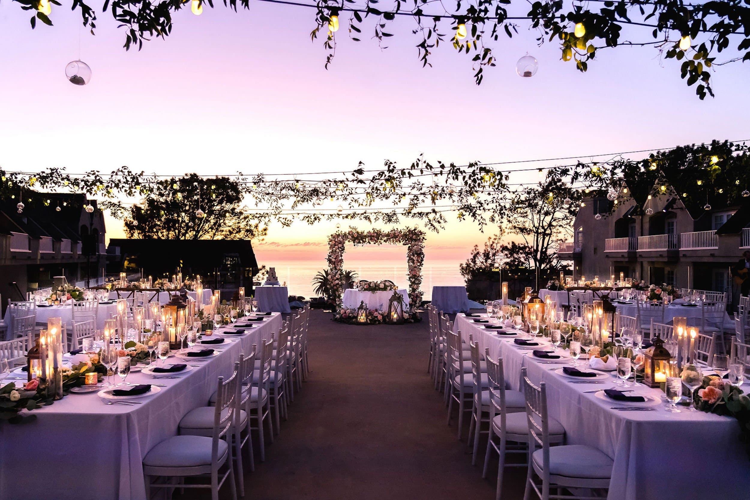 Beautiful dinner set at L'Auberge del Mar in California