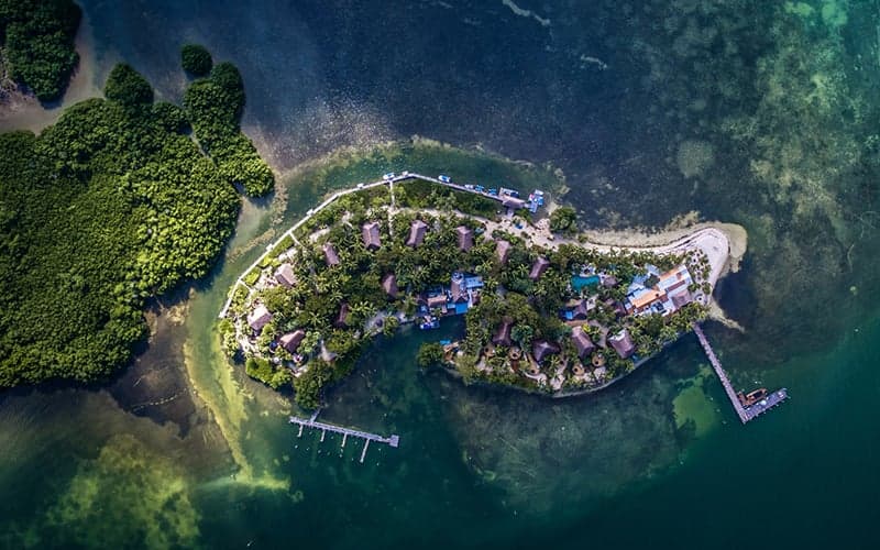 Aerial view of Little Palm Island