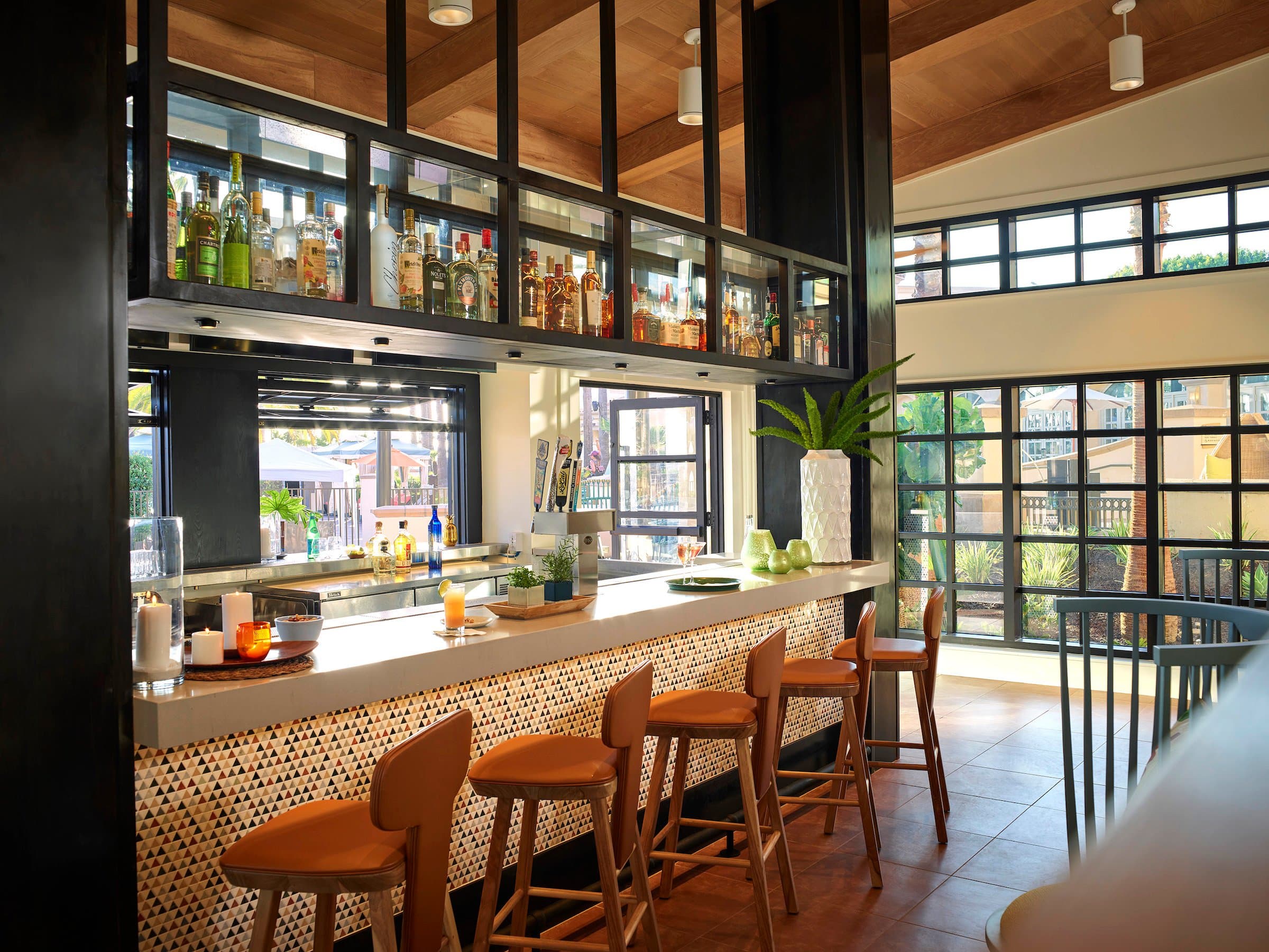 Indoor bar at Plaza Del Sol in San Diego Mission Bay Resort, California
