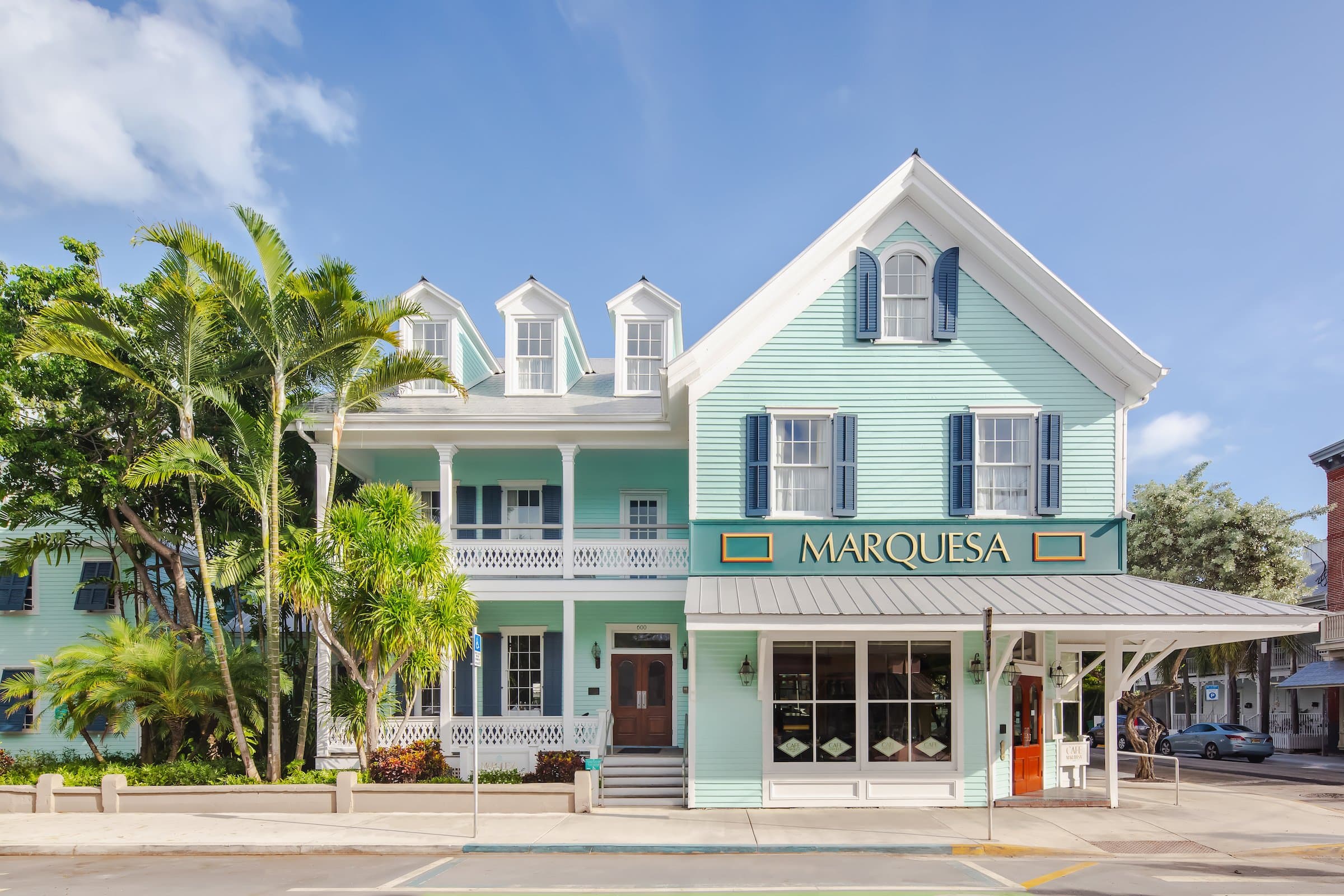 Front facade of The Marquesa Hotel in Key West, Florida