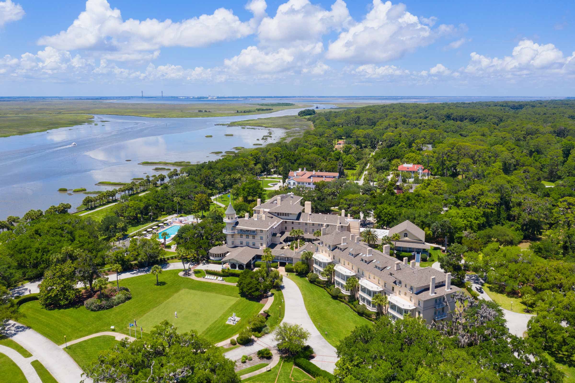 Aerial view of the Jekyll Island Club Resort