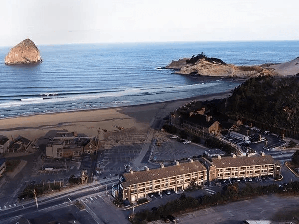 An aerial view of the Inn at Cape Kiwanda on a sunny day