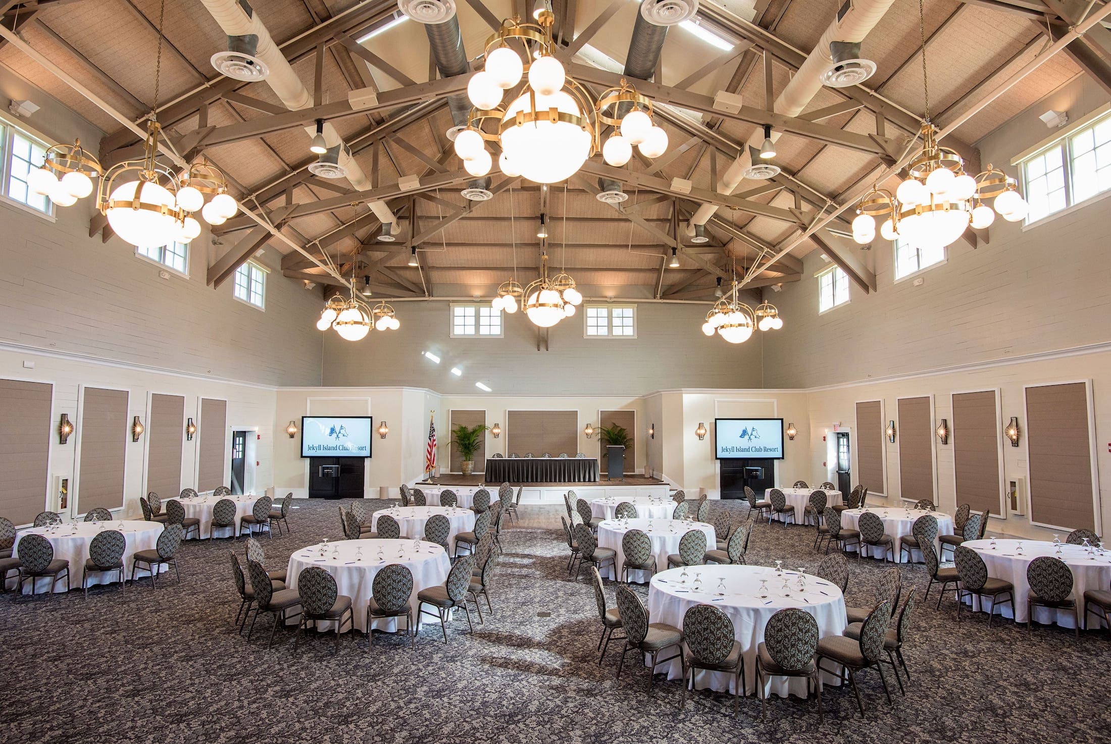 Jekyll Island Club Resort meeting room with multiple round tables