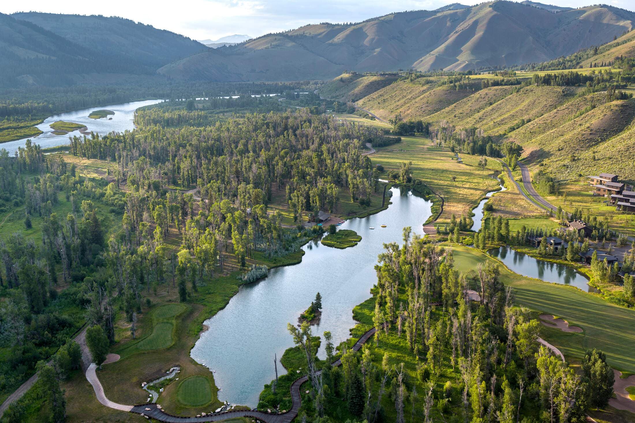 Aerial shot of golf course. at Snake River Sporting Club